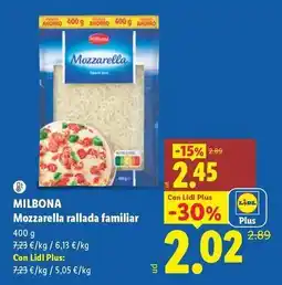 Lidl Milbona - mozzarella rallada familiar oferta