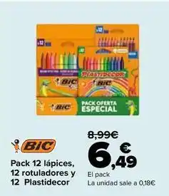 Carrefour Bic - pack 12 lapices 12 rotuladores y 12 plastidecor oferta