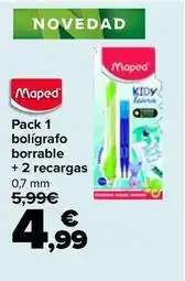Carrefour Maped - pack 1 boligrafo borrable + 2 recargas oferta