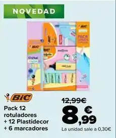Carrefour Bic - pack 12 rotuladores + 12 plastidecor + 6 marcadores oferta