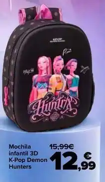 Carrefour Mochila infantil 3d k-pop demon hunters oferta