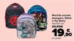 Carrefour Mochila escolar avengers/stitch o toy story oferta