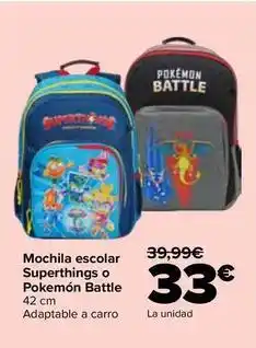 Carrefour Mochila escolar superthings o pokemon battle oferta