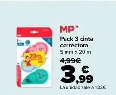 Carrefour Mp - pack 3 cinta correctora oferta