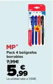 Carrefour Mp - pack 4 boligrafos borrables oferta
