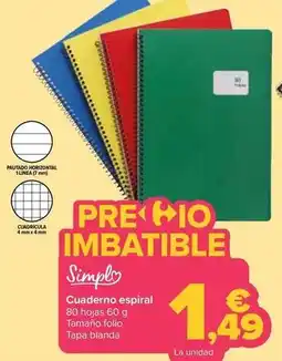 Carrefour Simply - cuaderno espiral oferta