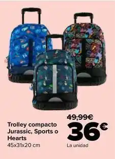 Carrefour Trolley compacto jurassic/sports o hearts oferta