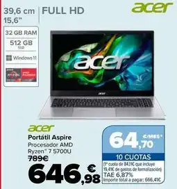 Carrefour Acer - portátil aspire oferta