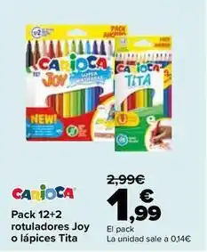 Carrefour Carioca - pack 12+2 rotuladores joy o lapices tita oferta