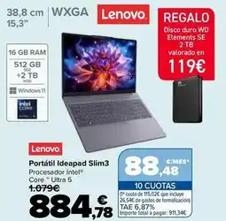 Carrefour Lenovo - portatil ideapad slim3 oferta