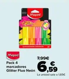 Carrefour Maped - pack 4 marcadores glitter fluo neon oferta