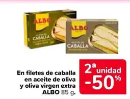 Carrefour ALBO En filetes de caballa en aceite de oliva y oliva virgen extra oferta