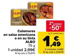 Carrefour ALBO Calamares en salsa americana o en su tinta oferta
