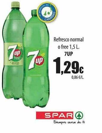 Spar Tenerife Refresco Normal O Free 7up oferta