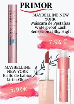 Primor maybelline new york máscara de pestañas waterproof lash sensational sky high oferta