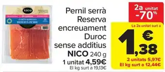 Nico pernil serrà reserva encreuament duroc sense additius