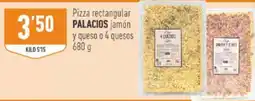 Supermercados Deza Palacios pizza rectangular jamón y queso o 4 quesos oferta