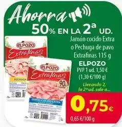 Spar Tenerife Elpozo - jamon cocido extra o pechuga de pavo extrafinas oferta
