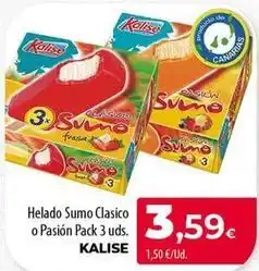 Spar Tenerife Kalise - helado sumo clasico o pasion pack 3 uds oferta