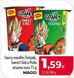 Spar Tenerife Maggi - saucy noodles teriyaki, sweet chili o pollo sesamo vaso oferta
