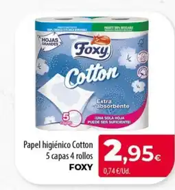Spar Tenerife FOXY Papel higiénico Cotton 5 capas 4 rollos oferta
