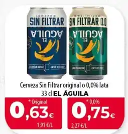 Spar Tenerife EL ÁGUILA Cerveza Sin Filtrar original o 0,0% lata oferta
