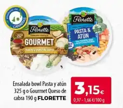 Spar Tenerife FLORETTE Ensalada bowl Pasta y atún o Gourmet Queso d cabra oferta