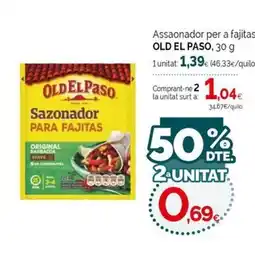 Condis OLD EL PASO Assaonador per a fajitas oferta