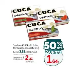 Condis CUCA Sardine, oli d'oliva, tomàquet o escabetx oferta