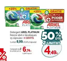 Condis ARIEL PLATINUM Detergent frescor abril o llevataques 15 càpsules oferta