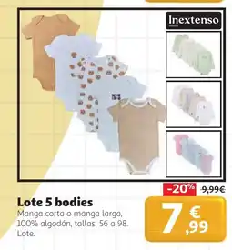 Alcampo INEXTENSO Lote 5 bodies oferta