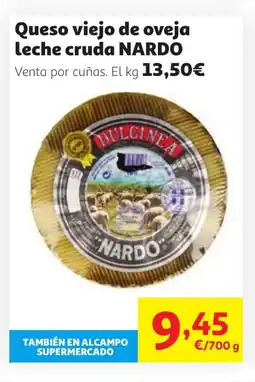Alcampo NARDO Queso viejo de oveja leche cruda oferta