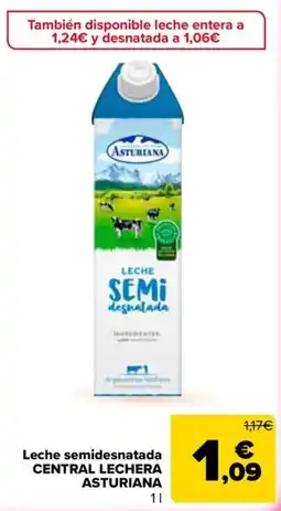 Carrefour Market Central Lechera Asturiana leche semidesnatada oferta