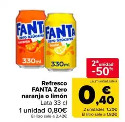 Carrefour Market Fanta Zero naranja o limón oferta