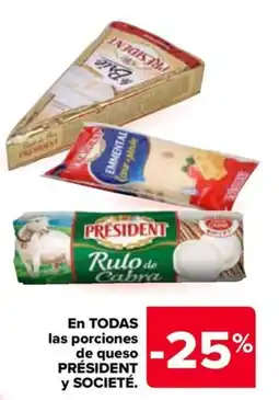 Carrefour Market President porciones de queso oferta