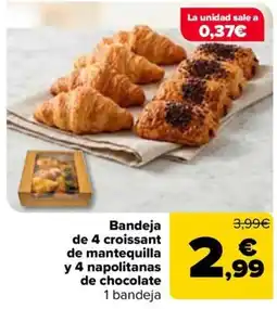 Carrefour Market Bandeja de 4 croissant de mantequilla y 4 napolitanas de chocolate oferta