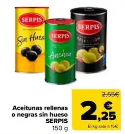 Carrefour Market Serpis aceitunas rellenas o negras sin hueso oferta
