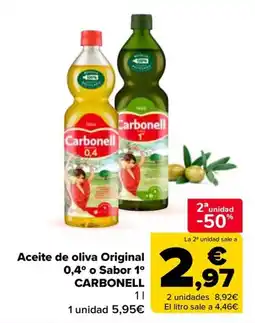 Carrefour Market Carbonell aceite de oliva original 0,4º o sabor 1º oferta
