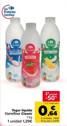 Carrefour Market Yogur líquido Carrefour Classic oferta
