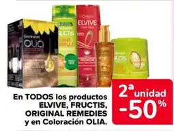 Carrefour Market Elvive fructis original remedies en todos los productos y en coloración olia oferta
