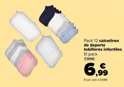 Carrefour Market Pack 12 calcetines de deporte tobilleros infantiles oferta