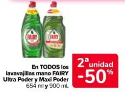 Carrefour Market Fairy En todos los lavavajillas mano Ultra Poder y Maxi Poder oferta