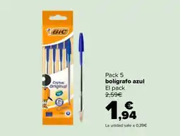 Carrefour Market Bic bolígrafo azul oferta