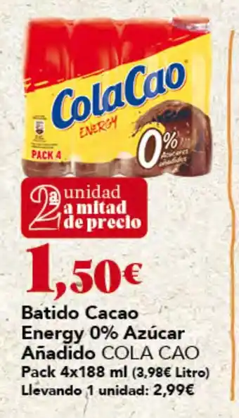 ColaCao Batido Cacao Energy 0% Azúcar
