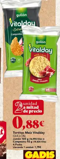 Gadis Gullón Tortitas Maiz Vitalday oferta
