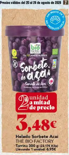 Gadis The Bio Factory Helado Sorbete Acai oferta