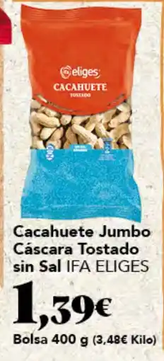 Gadis Eliges cacahuete jumbo cáscara tostado sin sal oferta