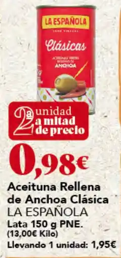 Gadis La Española aceituna rellena de anchoa clásica oferta
