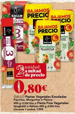 Gadis Gallo pastas vegetales ensaladas pajaritas margaritas o plumas oferta