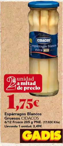 Gadis Cidacos espárragos blancos gruesos oferta
